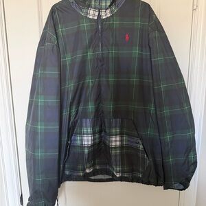 Ralph Lauren Men's Navy and Green Plaid Windbreaker